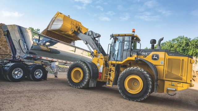 Hybrid John Deere production class wheel loaders deliver instant power, fuel savings