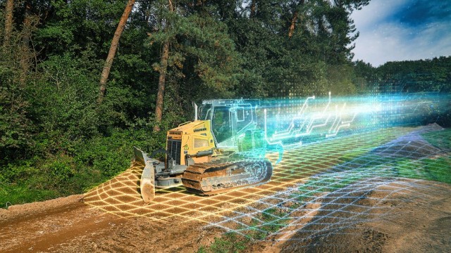 Operators can adjust 3D site plans from the cab using Liebherr Free Modelling