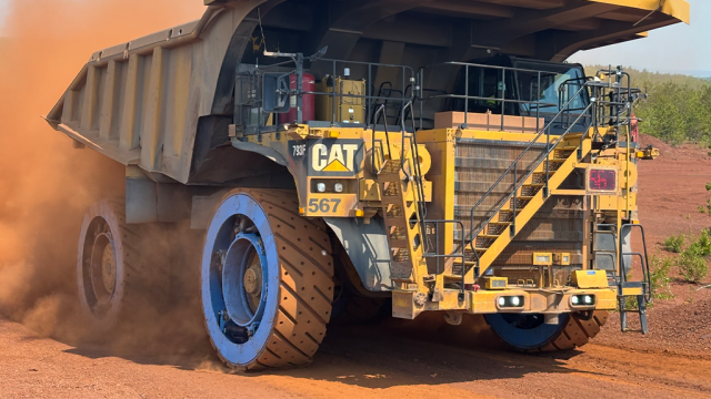 Innovative airless mechanical wheel is an alternative to costly rubber mining tires