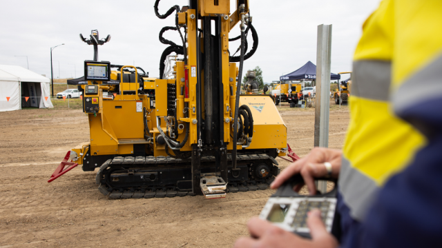 Trimble machine control on Vermeer equipment reduces manpower needed for pile driving